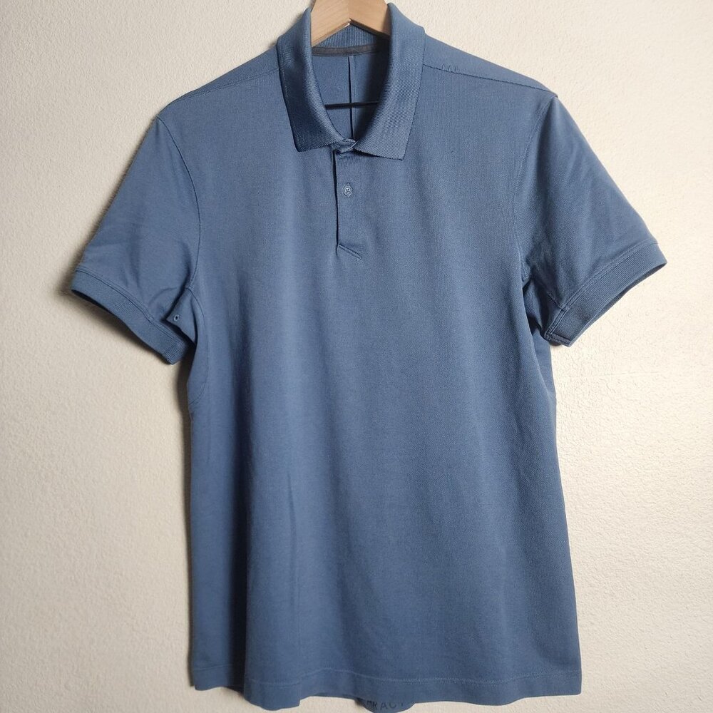 Lululemon Polo Shirt Mens Medium Blue Short Sleeve Performance Golf Breathable